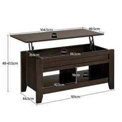 Yaheetech Tavolino Da Caffè Tavolo Sollevabile Elevabile Da Salotto Mobile Da Divano Soggiorno Portariviste 105 X 50 X 62 Cm Marrone -Negozio al dettaglio VIDAXL || HOMCOM || Songmics 36870795 3