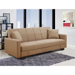 Divano Letto 3 Posti, Reclinabile, Contenitore Beige 198cm Sicorage Kinner
