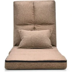 Divano Letto In Tessuto Regolabile In 5 Livelli Con Cuscino, Poltrona Pieghevole A 3 Segmenti, Sedia Da Terra Multifunzionale, 176 X 64 X 15 Cm (Marrone) -Negozio al dettaglio VIDAXL || HOMCOM || Songmics 37329696 3