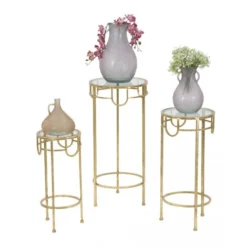 Dmora Tris Di Tavolini, Ferro E Vetro, Colore Oro, Misure: 33 X 33 X 70 Cm, Con Imballo Rinforzato -Negozio al dettaglio VIDAXL || HOMCOM || Songmics 38270291 4