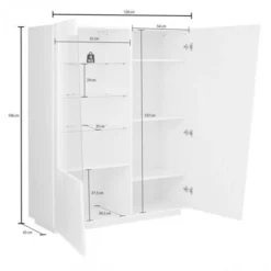 Dmora Vetrina Moderna Con Anta A Vetro, Made In Italy, Con Luce LED Bianca, Credenza Con Ripiani, Vetrinetta Da Soggiorno, Cm 120x43h146, Colore Bianco Lucido, Con Imballo Rinforzato -Negozio al dettaglio VIDAXL || HOMCOM || Songmics 39027570 3