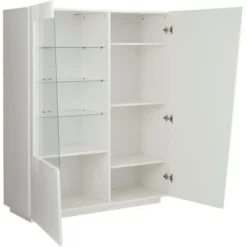 Dmora Vetrina Moderna Con Anta A Vetro, Made In Italy, Con Luce LED Bianca, Credenza Con Ripiani, Vetrinetta Da Soggiorno, Cm 120x43h146, Colore Bianco Lucido, Con Imballo Rinforzato -Negozio al dettaglio VIDAXL || HOMCOM || Songmics 39027570 4