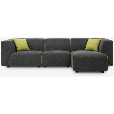 Divano 3 Posti Modulare Componibile In Tessuto Stile Moderno Con Pouf Jantra Colore: Grigio Scuro 3 Divano 3 Posti Modulare Componibile In Tessuto Stile Moderno Con Pouf Jantra Colore: Grigio Scuro - immagine 3