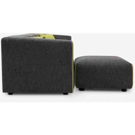 Divano 3 Posti Modulare Componibile In Tessuto Stile Moderno Con Pouf Jantra Colore: Grigio Scuro 5 Divano 3 Posti Modulare Componibile In Tessuto Stile Moderno Con Pouf Jantra Colore: Grigio Scuro - immagine 5