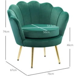 HOMCOM Poltrona Vintage Di Design In Velluto Verde, Poltroncina Da Camera Con Schienale Alto 76x67x74cm -Negozio al dettaglio VIDAXL || HOMCOM || Songmics 39507094 3