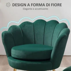 HOMCOM Poltrona Vintage Di Design In Velluto Verde, Poltroncina Da Camera Con Schienale Alto 76x67x74cm -Negozio al dettaglio VIDAXL || HOMCOM || Songmics 39507094 4