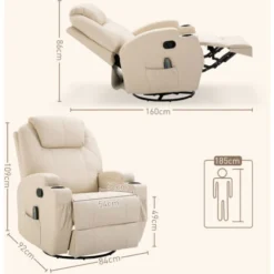 HOMCOM Poltrona Relax Massaggiante Con 8 Punti, 5 Modalità E 2 Intensità - Crema -Negozio al dettaglio VIDAXL || HOMCOM || Songmics 39507244 3