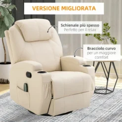 HOMCOM Poltrona Relax Massaggiante Con 8 Punti, 5 Modalità E 2 Intensità - Crema -Negozio al dettaglio VIDAXL || HOMCOM || Songmics 39507244 4