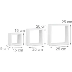 Mensole Da Parete A Cubo Moderne 3pz Design Quadrato Bianco MDF 2 Ripiani -Negozio al dettaglio VIDAXL || HOMCOM || Songmics 39853112 5