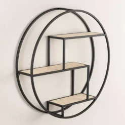 SKLUM Scaffale Da Parete In Legno E Acciaio Kafren Black&Natural