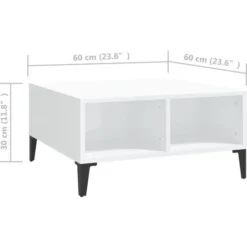 Tavolino Da Salotto Bianco Lucido 60x60x30 Cm In Truciolato VidaXL -Negozio al dettaglio VIDAXL || HOMCOM || Songmics 40403130 3