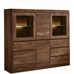 TORONTO 104 Credenza In Legno Di Sheesham - Decapato / Smoked Cherry 166x40x145