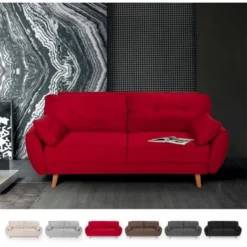 Divano Letto Clic Clac 3 Posti Design Nordico Reclinabile In Tessuto Fortaleza Colore: Rosso