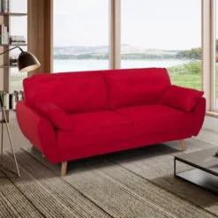Divano Letto Clic Clac 3 Posti Design Nordico Reclinabile In Tessuto Fortaleza Colore: Rosso -Negozio al dettaglio VIDAXL || HOMCOM || Songmics 40892803 4