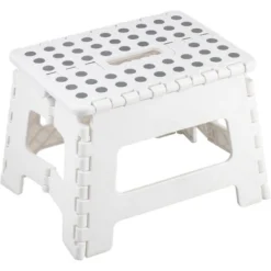 King Home SGABELLO PIEGHEVOLE CLIC-CLAC ALTO In Polipropilene 22x30x22h Cm Bianco