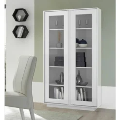 Vetrina Moderna Con 2 Ante In Finitura Bianco Lucido