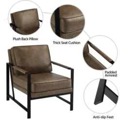 Yaheetech Poltroncina/Poltrona Camera Da Letto Salotto Soggiorno Moderna Imbottita In Ecopelle Marrone Legno E Metallo Ufficio Portata 136 Kg 8 Yaheetech Poltroncina/Poltrona Camera Da Letto Salotto Soggiorno Moderna Imbottita In Ecopelle Marrone Legno E Metallo Ufficio Portata 136 Kg -Negozio al dettaglio VIDAXL || HOMCOM || Songmics 42004567 4