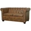 Divano Chesterfield A 2 Posti In Finta Pelle Marrone VidaXL