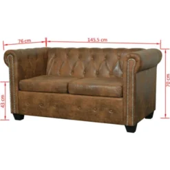 Divano Chesterfield A 2 Posti In Finta Pelle Marrone VidaXL -Negozio al dettaglio VIDAXL || HOMCOM || Songmics 4219639 3