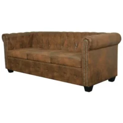 Divano Chesterfield A 3 Posti In Finta Pelle Marrone VidaXL -Negozio al dettaglio VIDAXL || HOMCOM || Songmics 4219640 4