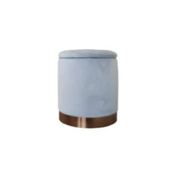 POUF CONTENITORE CM.31X38H IN VELLUTO GRIGIO CON BASE ORO
