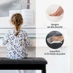 Panca Per Piano Sgabello Panca Pianoforte, Cuscino Imbottito, Con Scomparto Di Immagazzinaggio, Costruzione In Legno Massiccio Rigido (Nero) -Negozio al dettaglio VIDAXL || HOMCOM || Songmics 42473444 5