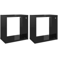 Negozio al dettaglio VIDAXL || HOMCOM || Songmics 24 Mensole Parete A Cubo 2 Pz Nero Lucido 26x15x26 Cm VidaXL