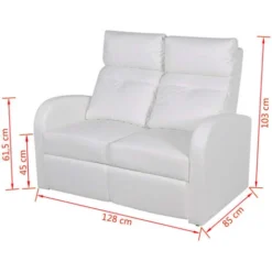 Poltrona Reclinabile A 2 Posti Con LED In Similpelle Bianca VidaXL -Negozio al dettaglio VIDAXL || HOMCOM || Songmics 4281665 3