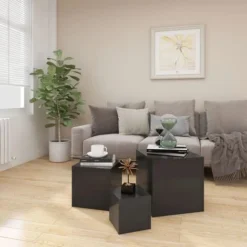 Tavolini 3 Pz Grigi In Truciolato VidaXL -Negozio al dettaglio VIDAXL || HOMCOM || Songmics 43741577 5