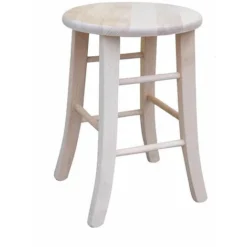 Sgabello Con Seduta Rotonda Altezza 47 Cm Grezzo Da Verniciare Piedi A Sciabola