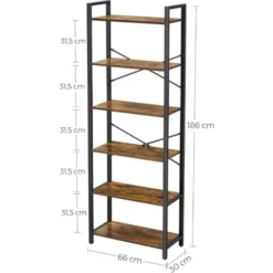 Songmics VASAGLE Scaffale Portaoggetti A 6 Ripiani, Libreria Con Struttura In Acciaio, Per Soggiorno, Ufficio, Studio, Corridoio, Altezza Di 186 Cm, Stile Industriale, Marrone Vintage E Nero 9 Songmics VASAGLE Scaffale Portaoggetti A 6 Ripiani, Libreria Con Struttura In Acciaio, Per Soggiorno, Ufficio, Studio, Corridoio, Altezza Di 186 Cm, Stile Industriale, Marrone Vintage E Nero -Negozio al dettaglio VIDAXL || HOMCOM || Songmics 44820043 5