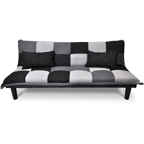 Divano Letto Clic Clac Mod. Russell In Tessuto Grigio Scuro-chiaro-nero 1 Divano Letto Clic Clac Mod. Russell In Tessuto Grigio Scuro-chiaro-nero