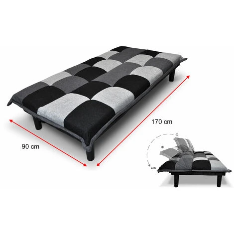 Divano Letto Clic Clac Mod. Russell In Tessuto Grigio Scuro-chiaro-nero 3 Divano Letto Clic Clac Mod. Russell In Tessuto Grigio Scuro-chiaro-nero - immagine 3
