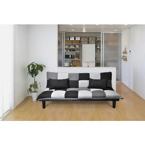 Divano Letto Clic Clac Mod. Russell In Tessuto Grigio Scuro-chiaro-nero 5 Divano Letto Clic Clac Mod. Russell In Tessuto Grigio Scuro-chiaro-nero - immagine 5