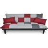 Divano Letto Clic Clac Mod. Russell In Tessuto Grigio Scuro - Rosso - Grigio Chiaro