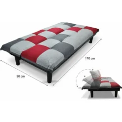 Divano Letto Clic Clac Mod. Russell In Tessuto Grigio Scuro - Rosso - Grigio Chiaro -Negozio al dettaglio VIDAXL || HOMCOM || Songmics 45297526 3