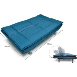 Divano Letto Clic Clac In Tessuto Blue Marino, Divano 3 Posti Mod. Iris -Negozio al dettaglio VIDAXL || HOMCOM || Songmics 45297566 3