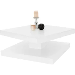 Tavolino Da Caffè Salotto Piano Girevole Basso Da Divano Bianco 78x78 Cm Moderno -Negozio al dettaglio VIDAXL || HOMCOM || Songmics 45349255 4