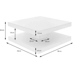 Tavolino Da Caffè Salotto Piano Girevole Basso Da Divano Bianco 78x78 Cm Moderno -Negozio al dettaglio VIDAXL || HOMCOM || Songmics 45349255 5