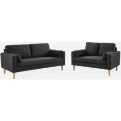 Divano In Tessuto Grigio Scuro - Bjorn - Divano A 2 Posti Con Gambe In Legno, Stile Scandinavo -Negozio al dettaglio VIDAXL || HOMCOM || Songmics 45968200 4