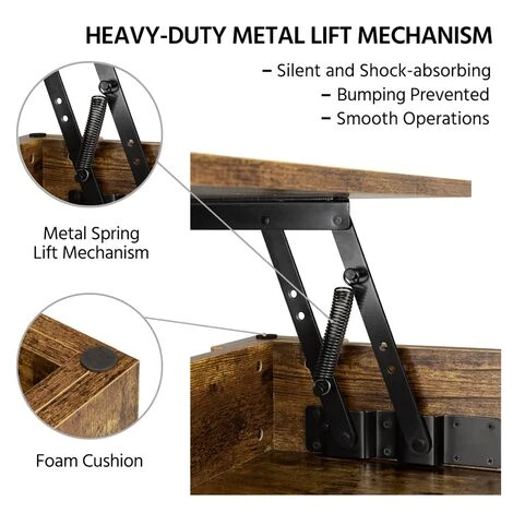 Yaheetech Tavolino Da Caffè Sollevabile Tavolo Moderno Elevabile Da Salotto Divano Caffè Con Ripiano Inferiore Bianco 98 X 50 X 41,8 Cm Rustico Marrone 3 Yaheetech Tavolino Da Caffè Sollevabile Tavolo Moderno Elevabile Da Salotto Divano Caffè Con Ripiano Inferiore Bianco 98 X 50 X 41,8 Cm Rustico Marrone - immagine 3