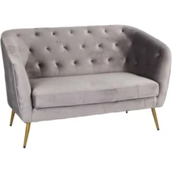 Divano Chester 2 Posti Velluto Grigio Per Casa Ufficio Camera Negozio -Negozio al dettaglio VIDAXL || HOMCOM || Songmics 46296014 3