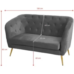 Divano Chester 2 Posti Velluto Grigio Per Casa Ufficio Camera Negozio -Negozio al dettaglio VIDAXL || HOMCOM || Songmics 46296014 5