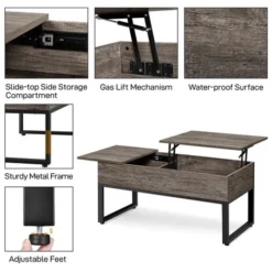 Yaheetech Tavolino Da Caffè Sollevabile Ripiano Alzabile E Allungabile Tavolo Da Salotto Elevabile Moderno Da Divano Multiuso 122 X 50 X 49-61 Cm Talpa -Negozio al dettaglio VIDAXL || HOMCOM || Songmics 46791705 4