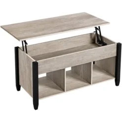 Yaheetech Tavolino Da Caffè Sollevabile Tavolino Da Salotto Divano Moderno Con Ripiano Inferiore Portaoggetti Salvaspazio 105 X 50 X 63 Cm Grigio