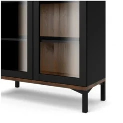 Vetrina Soggiorno 203 Cm Nero Opaco E Noce Con Due Ante E Cinque Ripiani Nero E Noce -Negozio al dettaglio VIDAXL || HOMCOM || Songmics 47577072 4