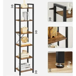 VASAGLE Libreria A 6 Ripiani, Scaffale Per Libri, Libreria Da Terra, Mensole Per Ufficio Studio Soggiorno Camera Da Letto Cucina, 40 X 30 X 187,5 Cm, Industriale, Marrone Vintage E Nero Da SONGMICS LLS101B01 -Negozio al dettaglio VIDAXL || HOMCOM || Songmics 47675168 4