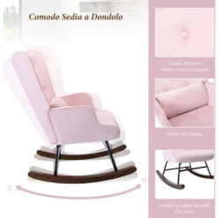 YOUTHUP Sedia A Dondolo Allattamento Sofà Singolo Reclinabile In Velluto Moderna Poltrona Relax Trapuntato Con Braccioli E Alto Schienale Per Soggiorno Balcone Camera Da Letto, Rosa 7 YOUTHUP Sedia A Dondolo Allattamento Sofà Singolo Reclinabile In Velluto Moderna Poltrona Relax Trapuntato Con Braccioli E Alto Schienale Per Soggiorno Balcone Camera Da Letto, Rosa -Negozio al dettaglio VIDAXL || HOMCOM || Songmics 48216181 3