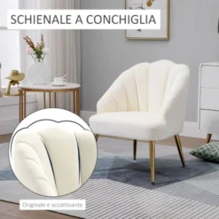 HOMCOM Poltrona In Velluto Imbottita Con Schienale A Conchiglia Per Camera E Salotto, 63x65x84cm -Negozio al dettaglio VIDAXL || HOMCOM || Songmics 48378307 5