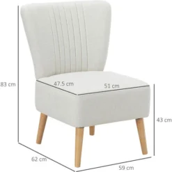 HOMCOM Poltrona Imbottita Per Soggiorno E Sala In Stile Nordico, Poltroncina Da Camera In Tessuto E Gambe In Legno - Bianco -Negozio al dettaglio VIDAXL || HOMCOM || Songmics 48390679 3